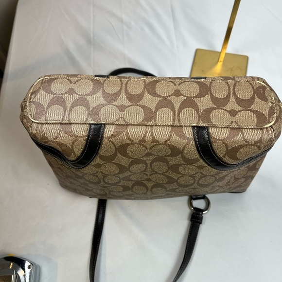 Authentic Coach F18917 Peyton Signature Logo Heritage Handbag Tote Brown Vtg Y2K - Picture 6 of 16